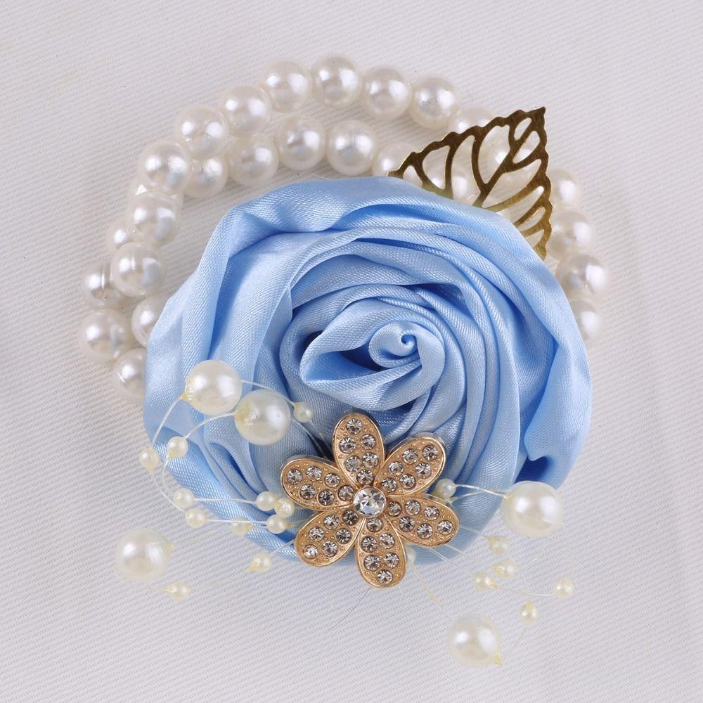 Artificial Rose Wrist Corsage Ribbon Wedding Flower Bracelet Bridesmaid Wrist Flowers Girls