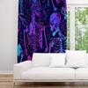 All Season Halloween Fluorescent Skull Pattern Printed Curtains Window Decorations Home Room Curtain Set Of 2 Made Polyester Washable