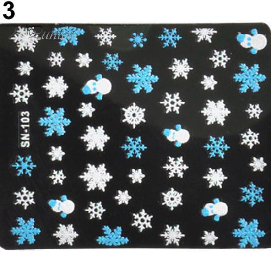Fashionabla julsnöflingor Snowman 3D Nail Art Sticker Decal Girl fingernagel tillbehör