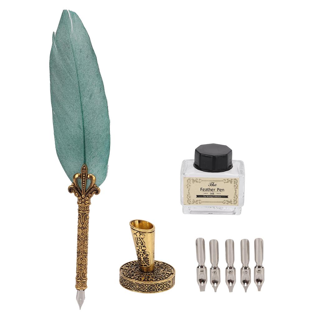 Feather Pen Set Durable Creativity Easy Writing Stationery Gift Box for Lover Teacher Classmate GiftPearlescent Dark