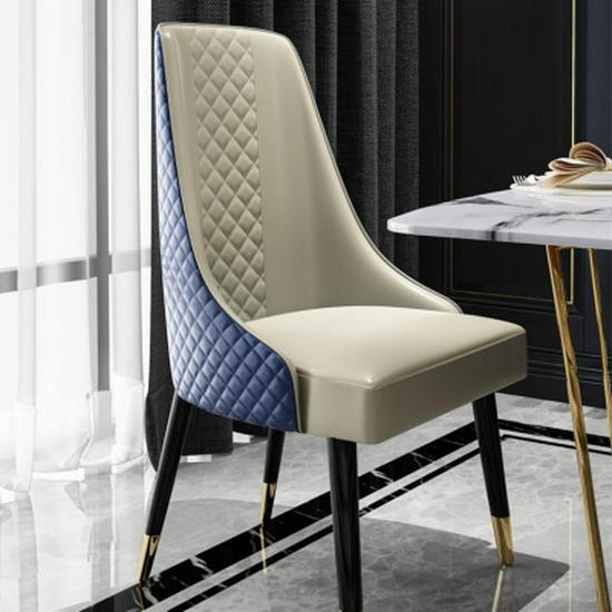 Nordic Luxury Leather Dining Chair with Armrests for Home, Office, or Coffee Shop