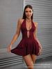 Women's 2025 Sexy Halter Backless Ruffle Hem Dress - Elegant Summer Style