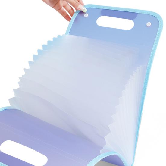Expanding File Folder A4 13 Compartment Translucent File Case with Handle Waterproof Document Organizer Student Test Papers School Supplies
