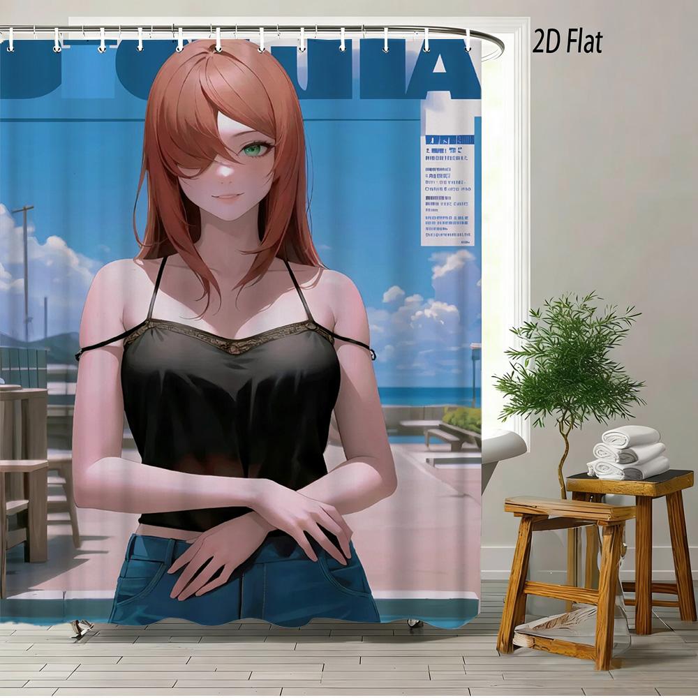 Naruto Anime Hinata Hyuga Byakugan Manga Collage Shower Curtain Waterproof Polyester Fabric Bath Curtain with Hooks for Bathroom