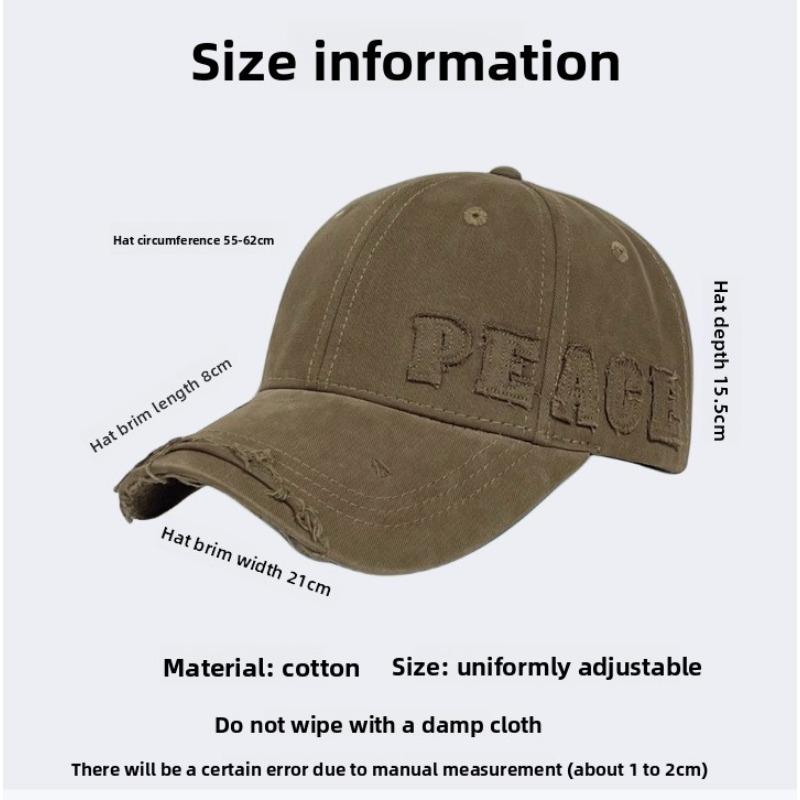 Retro Ripped Hard Top Baseball Cap Female Face Small Spring and Autumn Outdoor Sunshade Big Head Circumference Peaked Cap Mickey