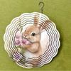 Rabbit Floral Wind Chime for Outdoors 10 Inch Rotating Metal Garden Decor Balcony Hanging Ornament No Battery Needed Gift Idea