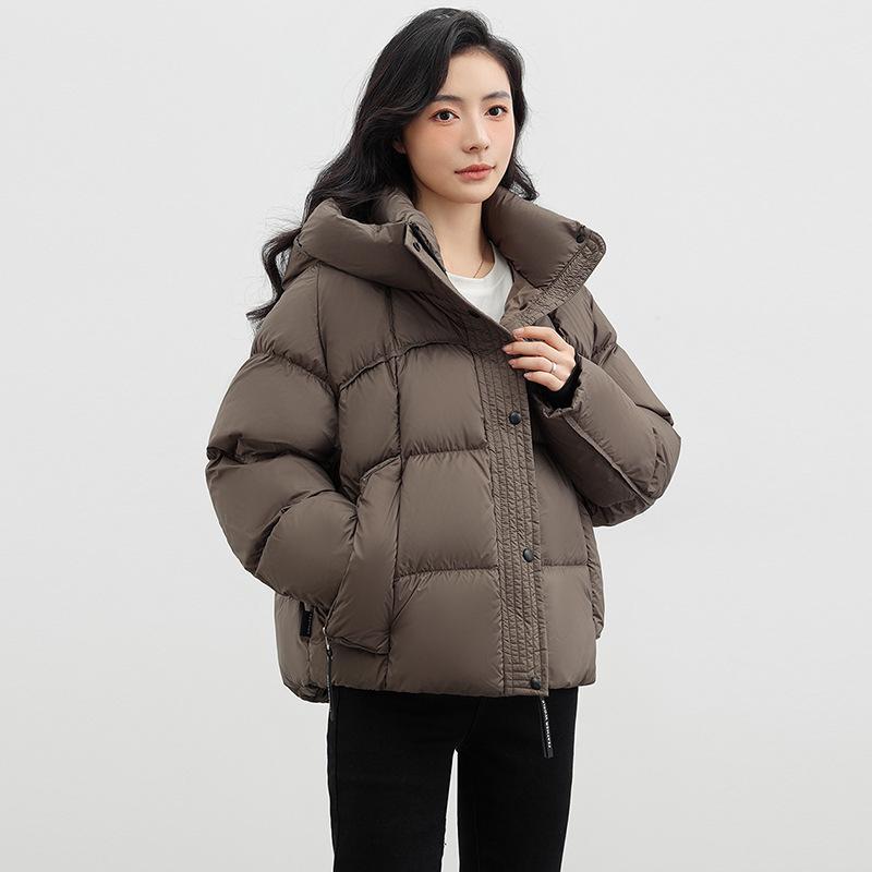 Women's Fashionable Winter 2026 Short White Hooded Duck Down Puffer Jacket