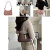 Stylish Large Capacity French Commuter Shoulder Bag With Lock Closure For Women In White Black Pink Khaki Brown