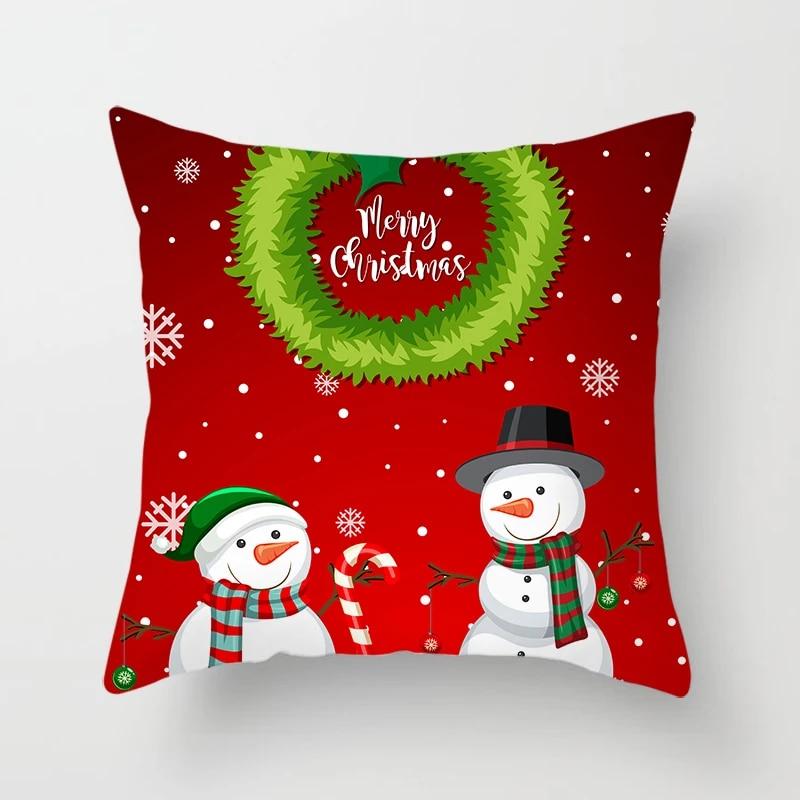 Рождественский комплект подушек со снеговиком из мультфильма, Санта-Клаус, диван, подарок, украшение для дома, наволочка, Рождественский подарок, наволочка 40x40cm