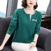 Women's Long Sleeve Cotton T-Shirt - Korean Style, Age-Reducing Print, Spring/Autumn 2025 Collection for Middle-Aged and Elderly