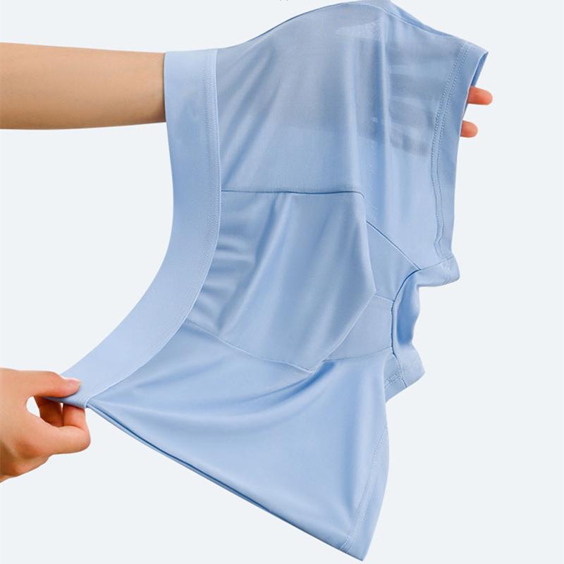 3 Pieces Men's Underwear Ice Silk Boxer Shorts Men Underpants Cool Breathable Sexy Thin Panties U Convex Lingerie L XL XXL 3XL 4XL