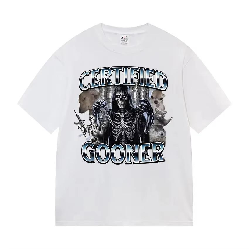Funny Certified Gooner Screaming Possum Meme T Shirts Men Vintage Fashion Short Sleeve Tshirt ONeck UnisexCotton Tshirt