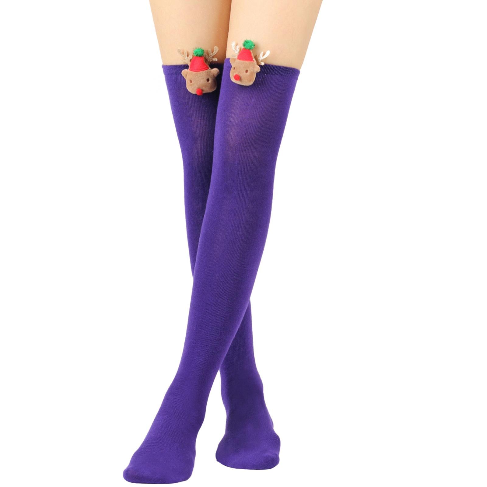 

Женские рождественские чулки Носки с лосем Гольфы до колена Гольфы выше колена One Size фиолетовый