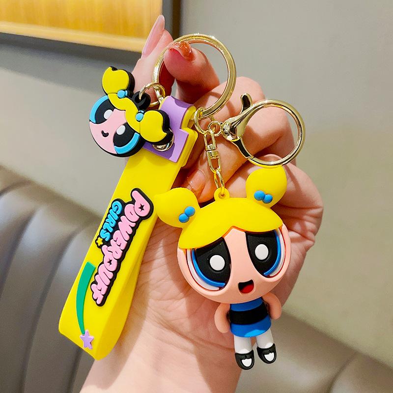 6cm Classic Anime Cartoon Powerpuff Girls Butterfly Keychain Men's And Women's Pendants Small Ornaments Cute Gifts