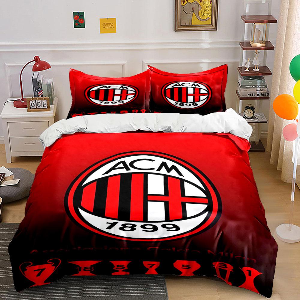 Red and Black ACM Logo Design Bedding Duvet Cover Set Duvet Cover Pillowcases (1*Duvet Cover 2*Pillowcases, Without Duvet Insert)