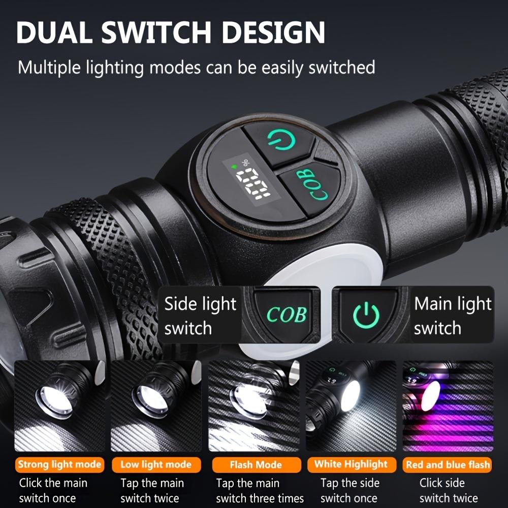 Multi Functional Rechargeable Flashlight,strong Light,telescopic Zoom,magnetic,with Side Light,suitable for Home,camping and Emergency Scenarios