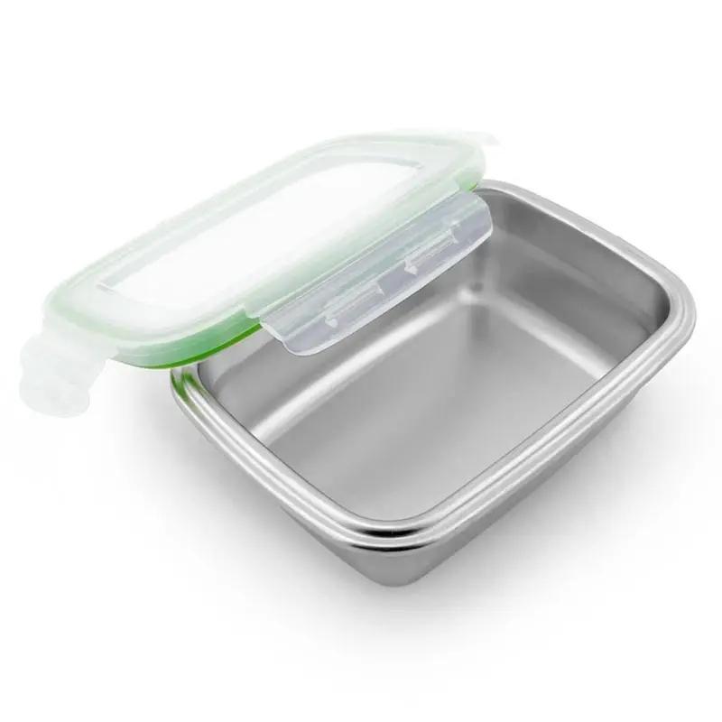 Stainless Steel Food Preservation Box Refrigerator Frozen Crisper Sealed Bento lunch Box Kitchen Food Storage Container With Lid