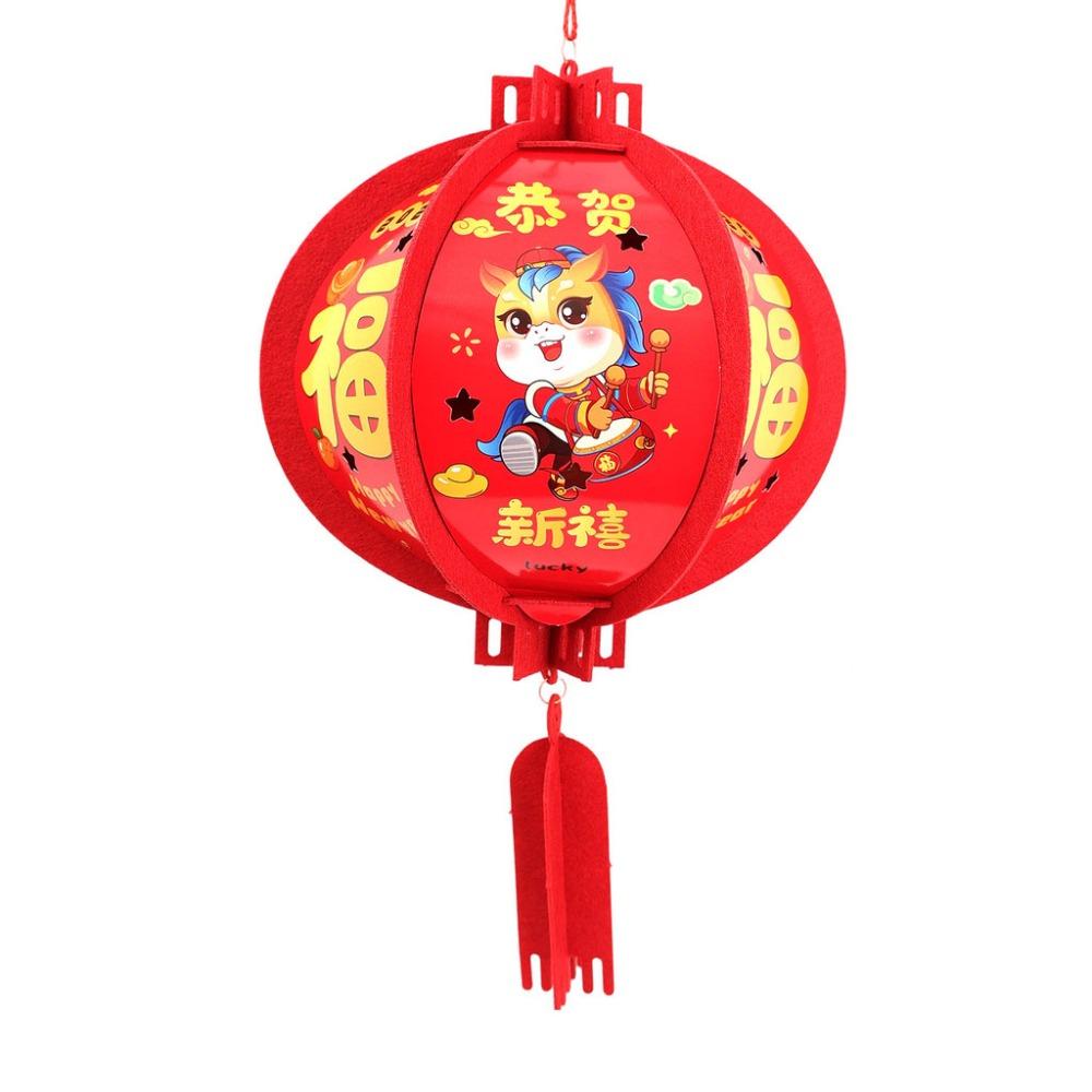 

Felt Chinese Lantern Cartoon Hanging Ornaments Year of the Horse Lantern with Tassel 3D Chinese New Year Lantern 4inch
