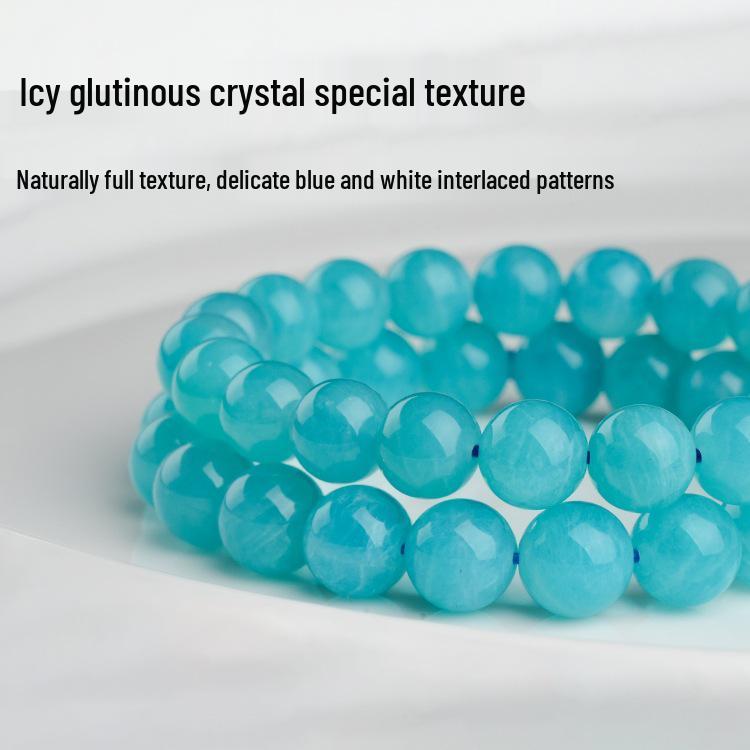 Amazonite & Blue Crystal Beaded Bracelet - Unisex Birthday Gift