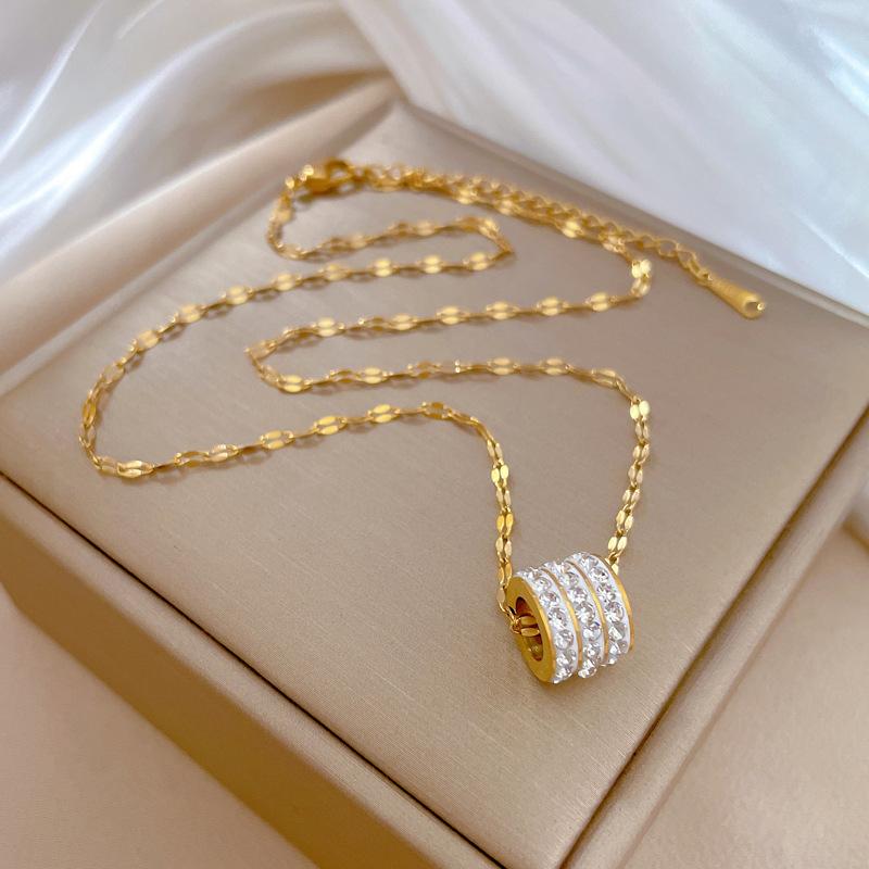 

Трехкольцевая тонкая талия, индивидуальность, минималистичная ветрозащитная плита, ожерелье из настоящего золота, женская цепочка на ключицу