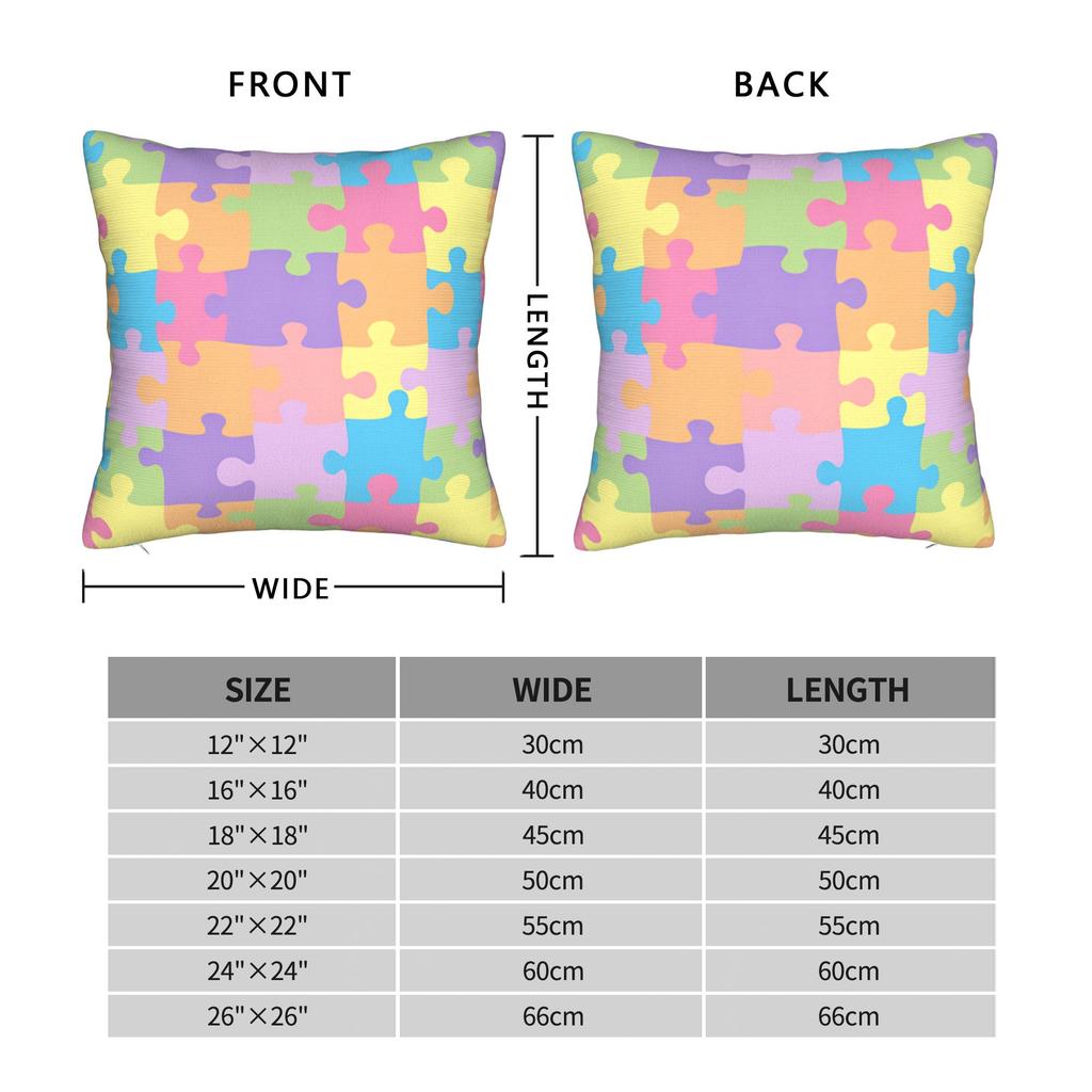 Pastel Autism Awareness Puzzle Pillow Case Design Pillow Cover Funny Pillowcases For Living Room Chair