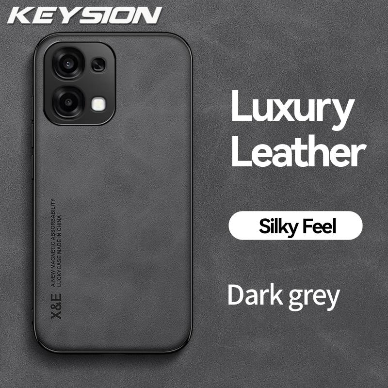KEYSION Luxury Retro PU Leather Phone Case for OPPO A6 Pro 5G Soft Silicone+PC Shockproof Phone Back Cover for OPPO A6 Pro
