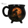 Kaffee Milch Heiße Schokolade Tasse Halloween Hexe Kessel Tasse, 350ml Vintage Gotisch Dreibeiniger Zaubertopf, Tasse für Schwarze Katze Keramik Haus Und Büro Dekoration Drei