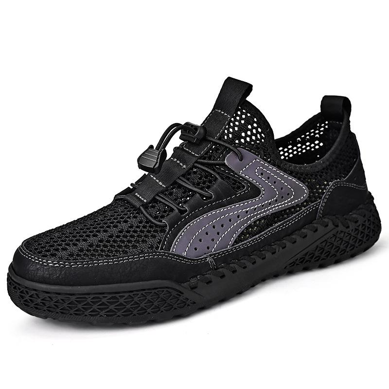 Mesh Shoes Men's 2025 Summer Hollow Board Shoes Breathable One Pedal Men's Shoes Soft Sole Non-slip Lightweight Casual Sports Shoes