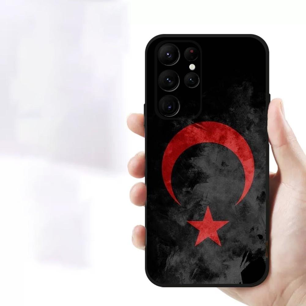 Turk Wolf Turkey Flag Phone Case For Samsung S23,23,22,30,21,10,9,Note20 Ultra,Lite,Ultra,5G,Plus,FE,Black Soft Case