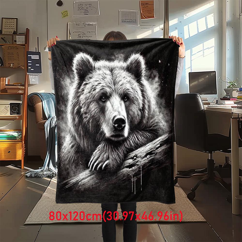 1 Stuk Beer Tak Print Flanellen Deken, Hoge Kwaliteit Comfortabel voor Alle Seizoenen, Woondecoratie, Warmte en Comfort, Perfect voor Kerstcadeaus10
