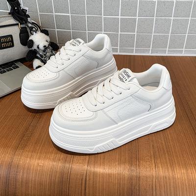 Premium Sense Platform White Shoes Women's 2025 New Fashion Versatile Lace-up Comfortable and Lightweight Casual Sports Shoes