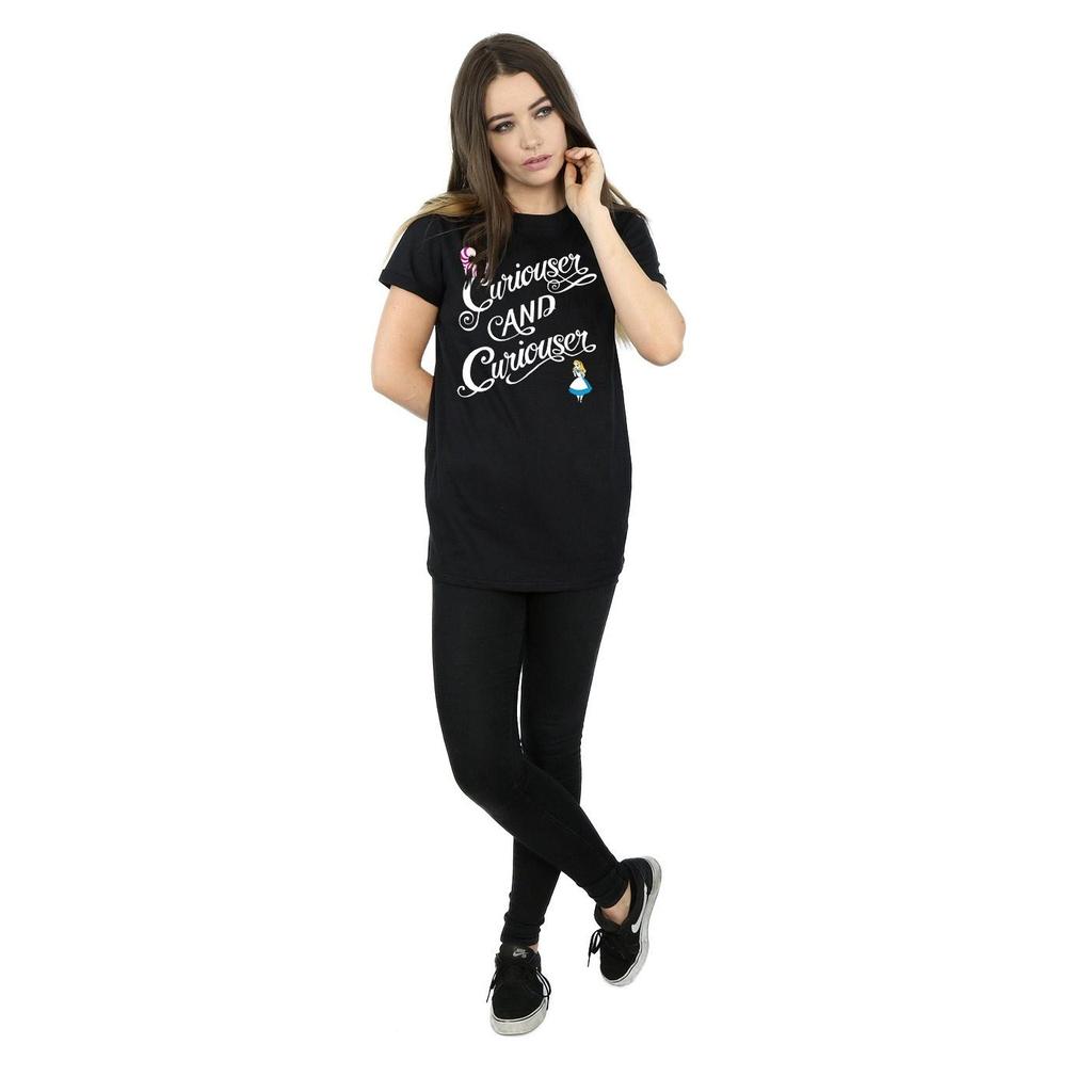 Disney Womens/Ladies Alice In Wonderland Curiouser Cotton Boyfriend T-Shirt