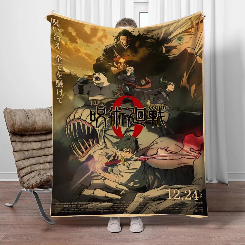 Vintage Anime J-Jujutsu-Kaisen Flannel Blankets Keep Warm Throw Blanket Comfortable Blanket for Picnic Beds Sofa Home Bedroom