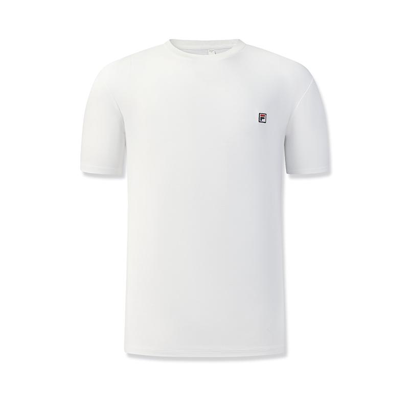 FILA Tennis Simple Sports Training Versatile Comfortable Knitted Short Sleeve T-Shirt Men Tops White A51M613101FWT
