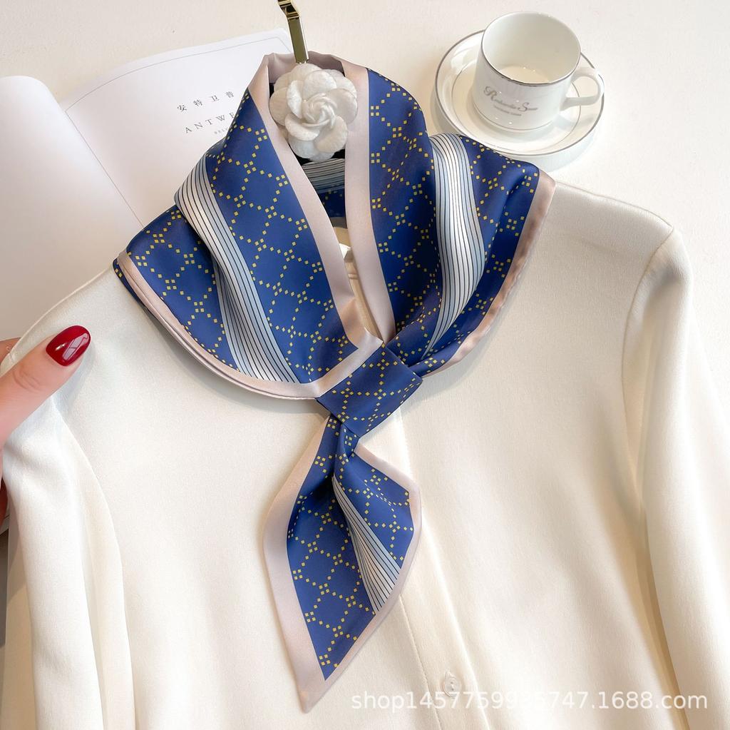 Silk Scarf Small Long Square Scarf Women'S High-End Neck Protection Scarf Professional Matching Shirt Scarf