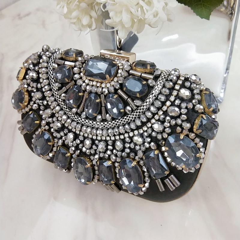Special Clearance Heavy Industry Hand-sewn Bead Diamond Chain Bag Pearl Dinner Bag Banquet Clutch Bag Rhinestone Small Square Bag