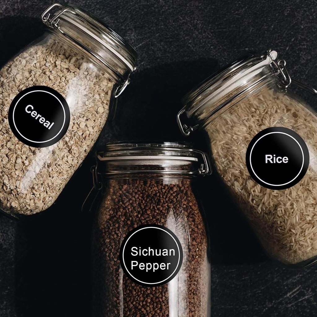 Savita 432 Pack Pre-Printed 1.4" Round Spice Jar Labels Seasoning Labels for Spice Rack (Black)