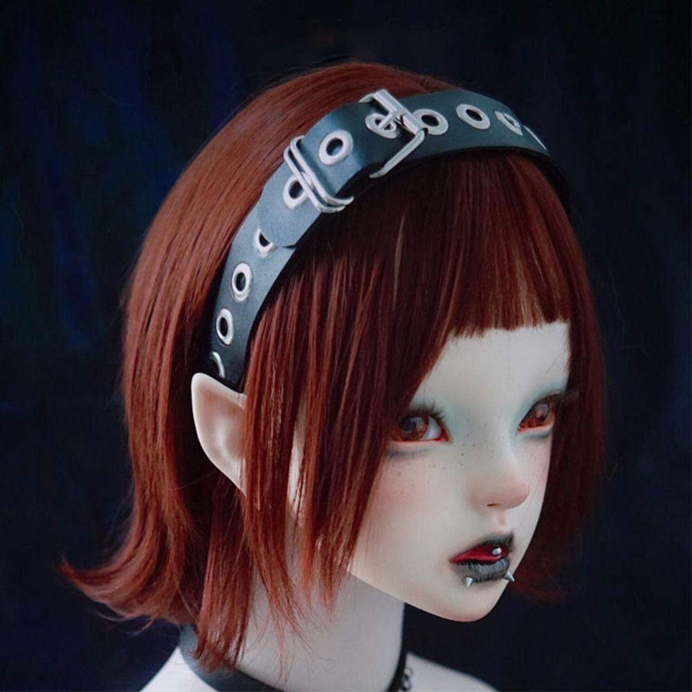 Gothic Style PU Leather Headband Handmade Steampunk Headpiece Rock Headband Punk Events