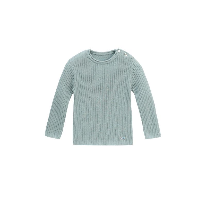 Whitewheat Boys 2025 Autumn and Winter New Tops Girls Winter Stripesd Bottoming Shirts Baby Pure Cotton Long Sleeves Blue 80