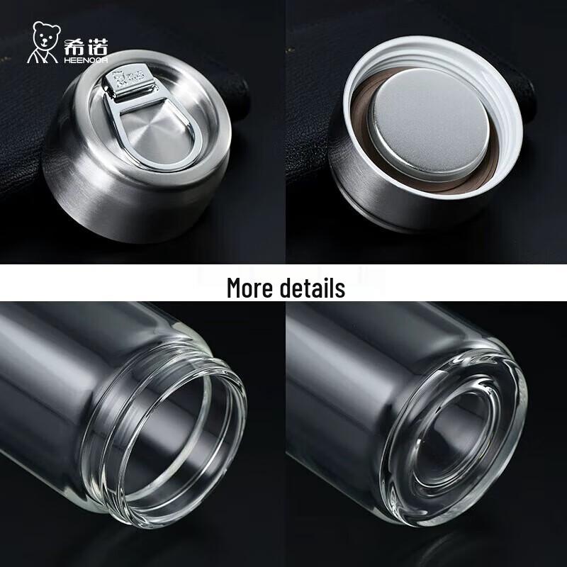 Heenoor Portable Single-Layer Glass Water Bottle with Handle