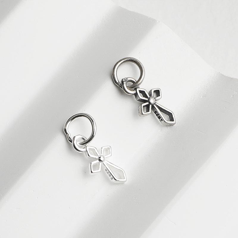 S925 Sterlingsilber Hohlkreuz Anhänger Armband Halskette DIY Perlenkette