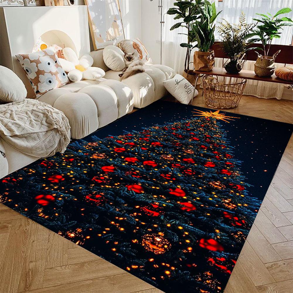 Christmas Tree Santa Claus Carpet Living Room Sofa Bedroom Study Room Entrance Door Mat Non-slip Cartoon Holiday Festival Decor