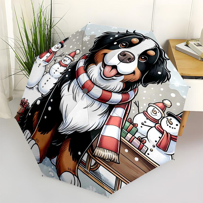 1pc Winter Snow Dog Fashionable Automatic Opening/Closing Folding Umbrella with 8 Bones, Windproof Portable, Daily Use254