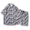 Men's Retro Floral Short-Sleeve Shirt & Beach Shorts Set for Seaside Vacations