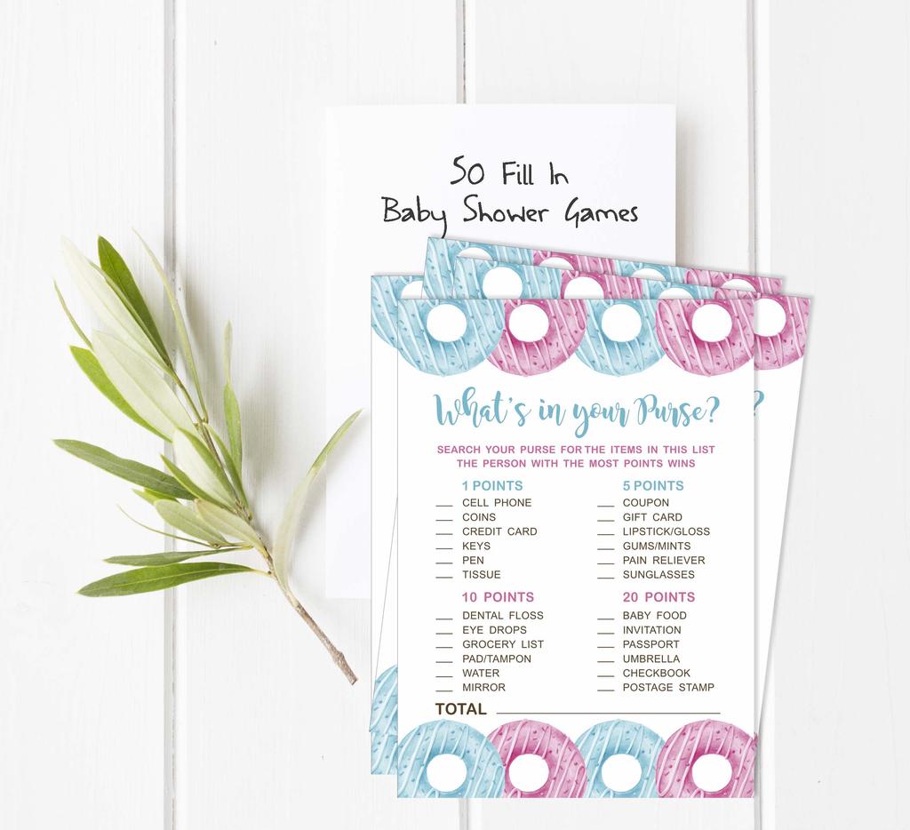 Inkdotpot Donuts Baby Shower Game Set Of 50 BabyA  AlphabetA  ABCA  Game He Or She Party