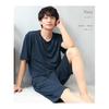 [ON NISHIKI] Men's Pajamas, Short Sleeves, Summer, Cool To the Touch, Cool Stretch Fabric, Wrinkle Resistant, Top and Bottom Set, Half Pants, Room