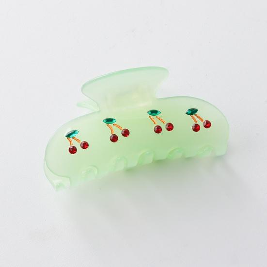 Hair Claw Rhinestones Inlaid Cherry Decoration Back Head Shower Clip Medium Size Shark Hair Claw Versatile Hair Accessory
