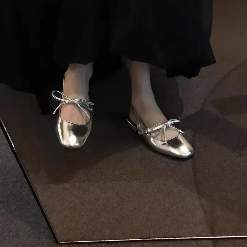 2025New Autumn Low Heels Bowknot Shallow Cut Ballet Single Shoes Women's  Shoes Ladies