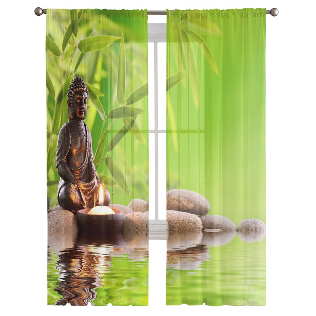 Perdele transparente pentru camera de zi Idol religios Suprafața apei Plant Dormitor Balcon Perdele Bucătărie Sufragerie Voile Perdele