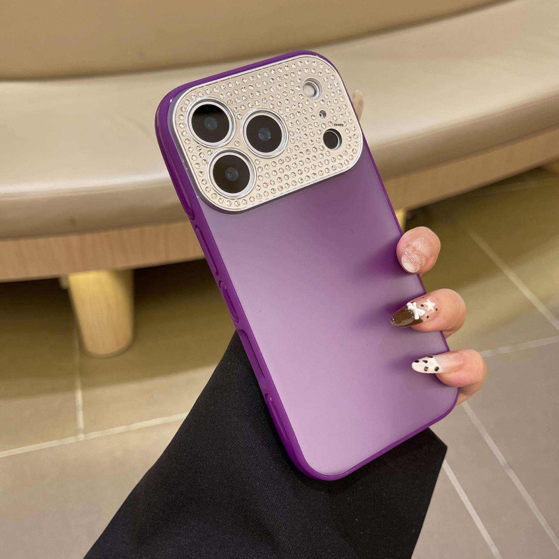 

Luxury Diamond Lens Case for iPhone 17 Pro Max - Transforms Apple 16 to 14/15 16 темно-фіолетовий колір